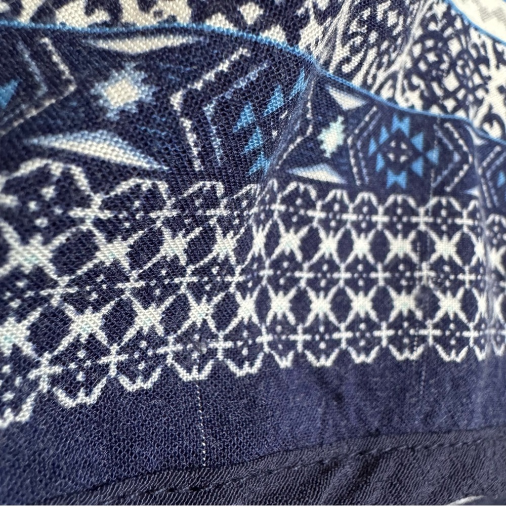 Athropologie Elevenses Basia Romper Long Sleeve V Neck Boho Blue Coastal Resort - Picture 7 of 13